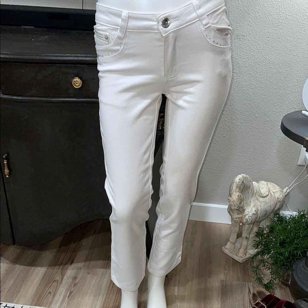Ferrari White Ankle Cropped Jeans Classic Style